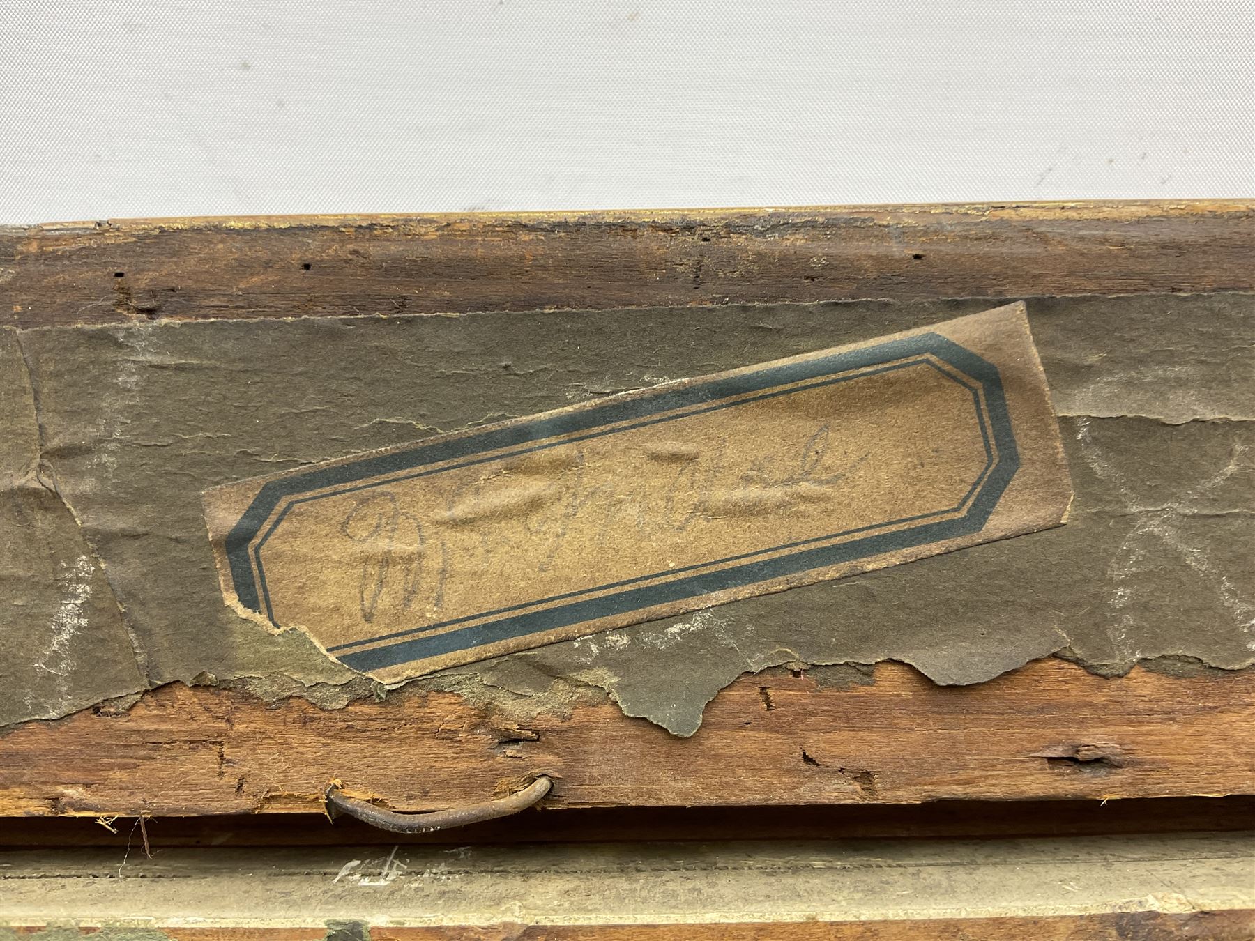 Attrib. David Jagger RP ROI (British 1891-1958): Male Nude Hanging Drapery, oil on canvas laid on board unsigned, partial original title label and with later inscriptions verso 74cm x 33cm 