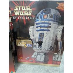 Star Wars collectables, including Neca General Grievous cookie jar,R2-D2 telephone, Episode I chess set, puzzle, Darth Vader back pack and two money boxes