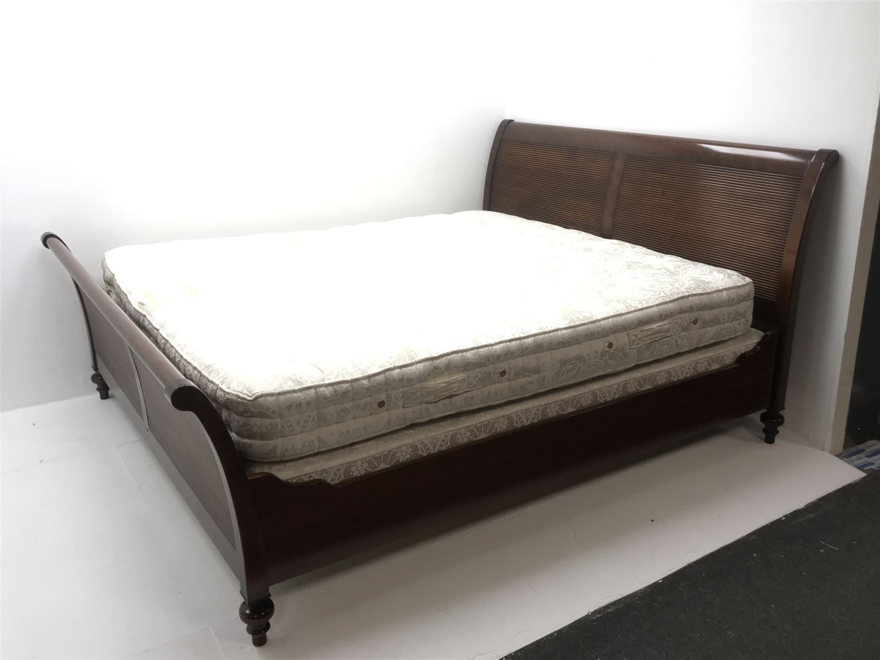 French cherry wood SuperKing sleigh bed with mattress 