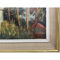 Frank Ernest Beresford (British 1881-1967): 'A Japanese Garden', oil on canvas signed and dated '08, titled and with further inscriptions verso 29cm x 45cm  