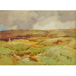  Fred Lawson (British 1888-1968): On the Edge of the Moor, watercolour and pencil signed and dated (under mount) 26cm x 35cm   