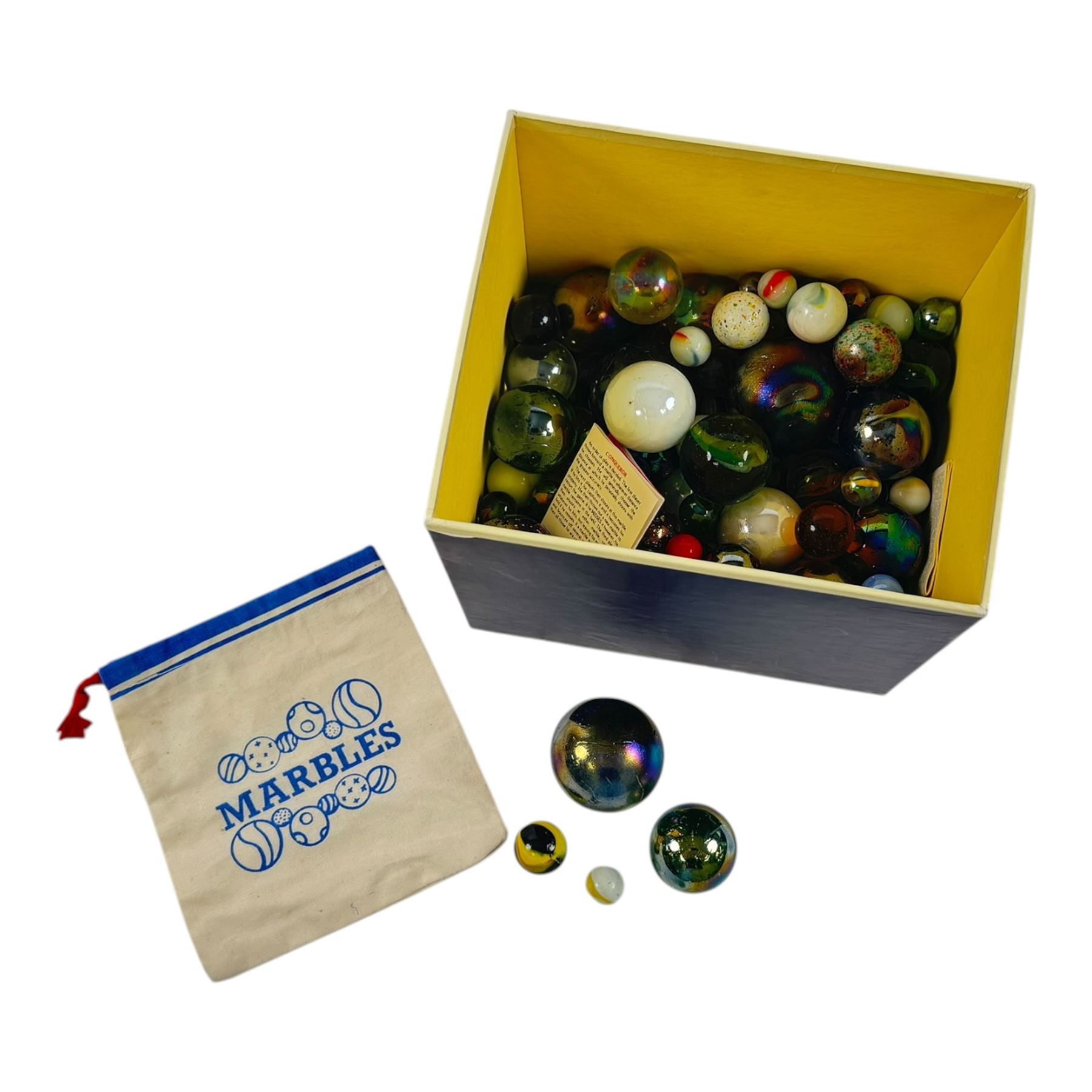 Collection of marbles onion skin examples, pearlescent, iridescent etc