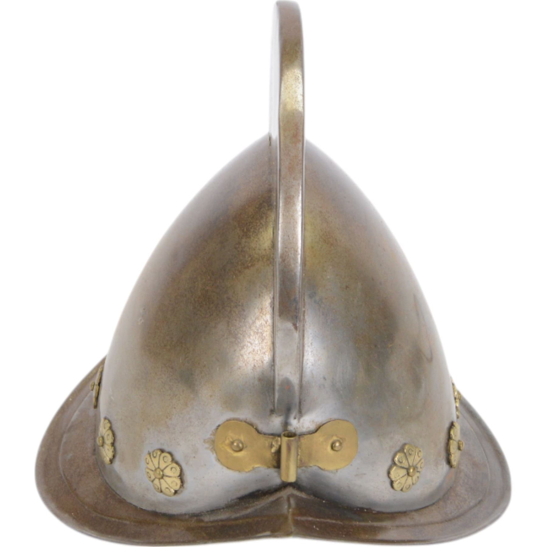Reproduction 16th Century Spanish Conquistador Morion helmet, with brass flowers, H30cm