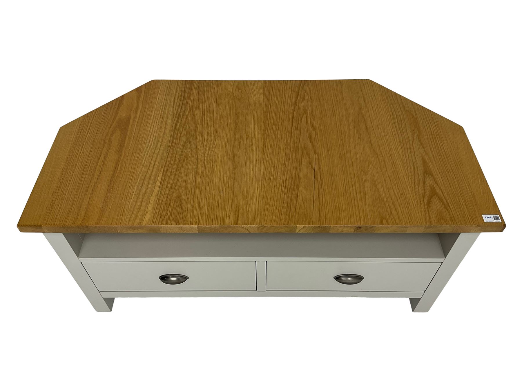 Marks & Spencer grey finish corner television stand with oak finish