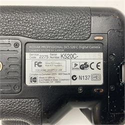 Canon EOS 1n Digital camera body, serial no. 260436, with 'Canon Zoom Lens EF 35-80mm 1:4-5.6 II Canon Inc. 52mm' lens, Kodak Professional DCS 520 digital module, and charger, serial no. K520C03165, together with Nikon F5 camera body with Kodak Professional DCS 760 digital module and charger, serial no. K760C03802