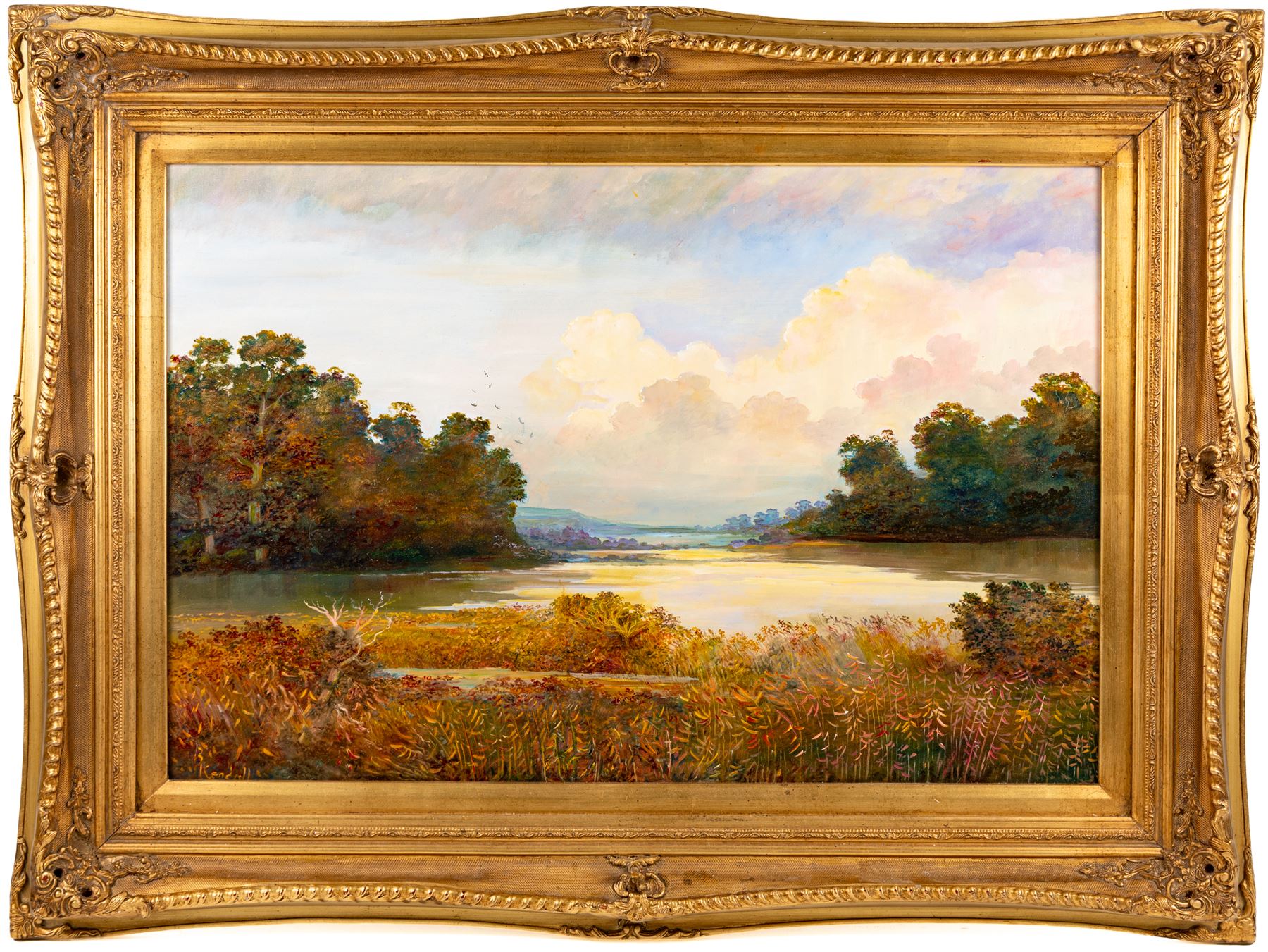 Bruce Kendall (British Contemporary): 'The Wetlands', oil on board signed, titled verso 50cm x 75cm