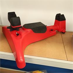 Air gun accessories; Remington Auto Reset crow target, MCM “Predator” shooting rest, paper target holder mounted to a target with additional paper targets