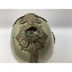 Victorian 1847 Pattern Officer's Helmet of the Inniskilling Dragoons, the white metal skull with gilt fittings including VR cypher to the plate; with leather liner H24cm