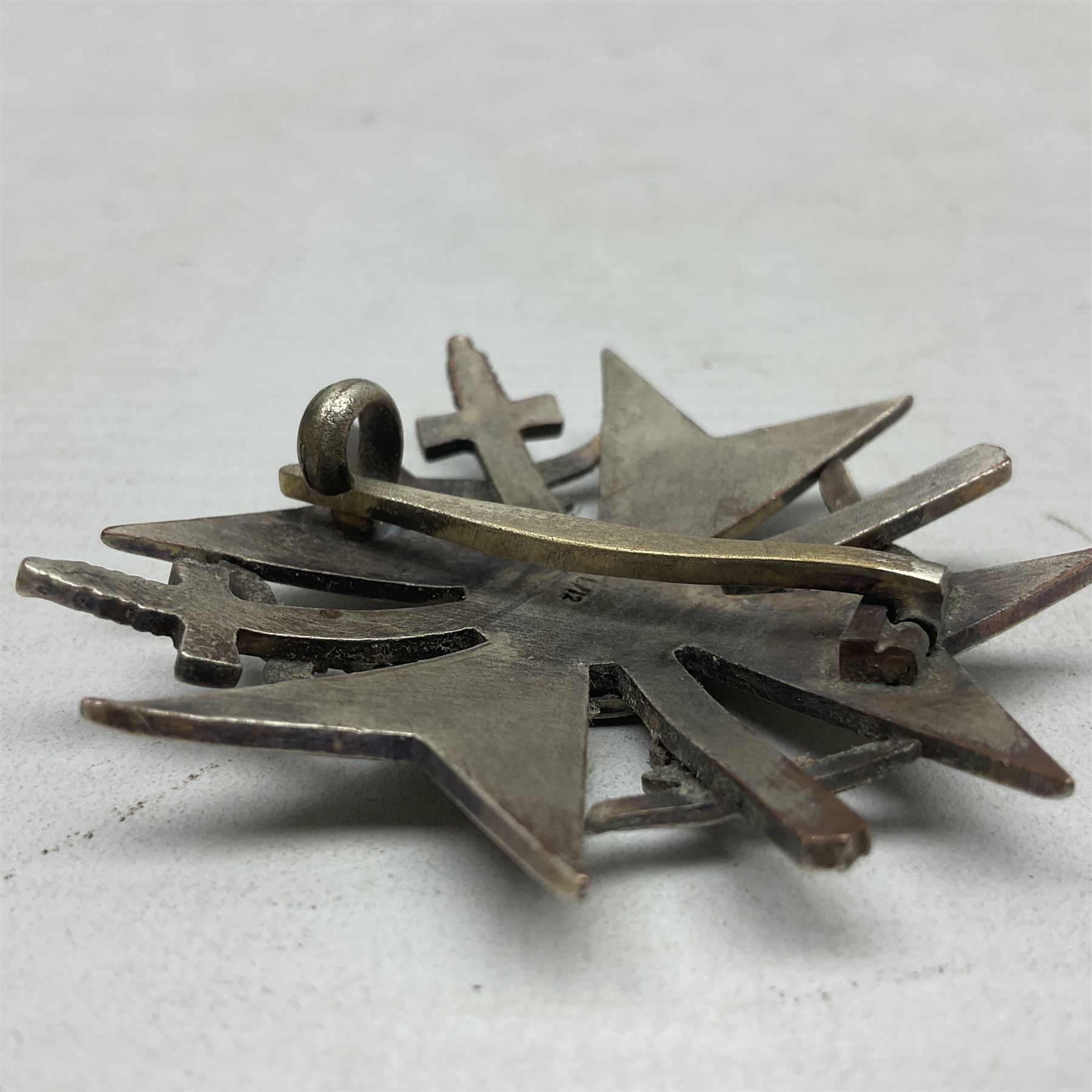 German Spanish Cross with silvered finish; stamped verso L/12; probably a post-WW2 copy