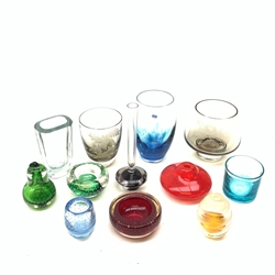 RTV - A selection of Art Glass, to include a paperweight with internal yellow drop centre designed by Catherine Hough, marked beneath C. Hough, plus pieces by Caithness, Whitefriars, Andrew Sanders, and Strombergshyttan.