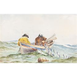 Frank Rousse (British fl.1897-1917): Bringing in the Catch, watercolour signed 28cm x 49cm; Edward H Simpson (British 1901-1989): Drawing in the Nets, watercolour signed 33cm x 53cm (2)