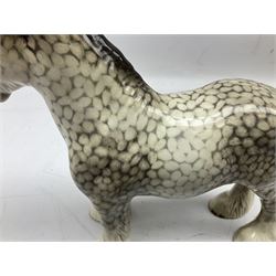 Beswick Shire horse in rocking horse grey no. 818, with printed mark beneath, H21cm