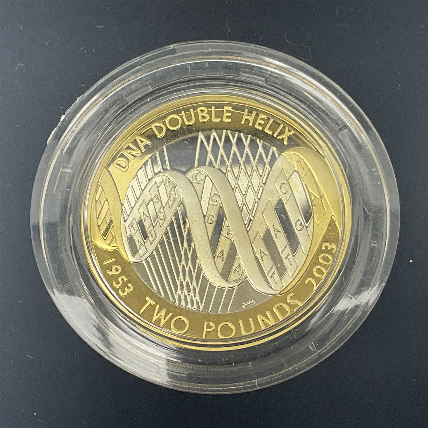 The Royal Mint United Kingdom 2003 'DNA Double Helix' silver proof piedfort two pound coin, cased with certificate