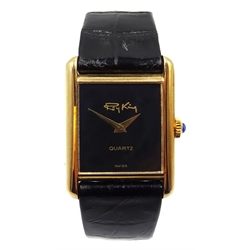  Roy King ladies 9ct gold quartz wristwatch, stamped 375, on original leather strap, boxed  