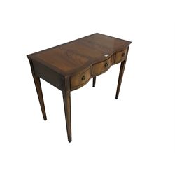 Hunter & Smallpage of York - Georgian design mahogany console table, shaped front, fitted with three drawers, square tapering supports