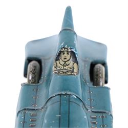German tinplate clockwork model of Land Speed Record Car 'Bluebird' , blue body with 'Cord Success' to wheels