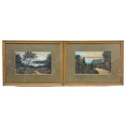 English School (19th/20th century): Coastal Landscape, pair oils on card indistinctly signed and dated 1904, 14cm x 22cm (2)