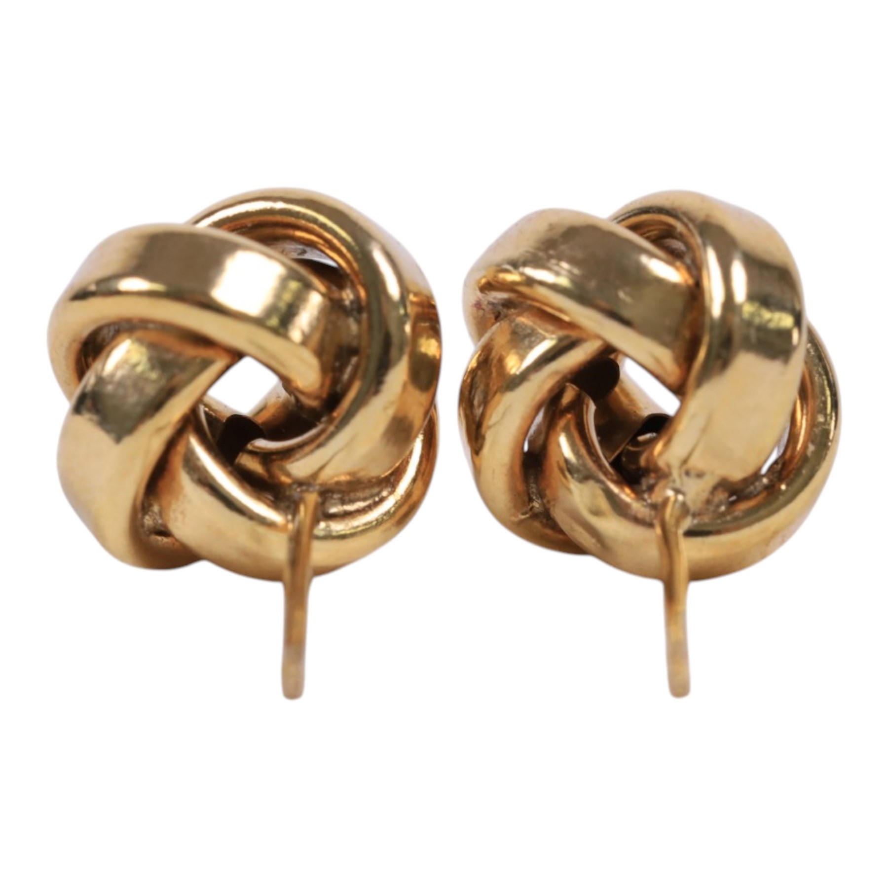 Two pairs of 9ct gold knot earrings, stamped 375