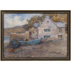 James Ulric Walmsley (British 1860-1954): House on the Lakeside and Moors Landscape, two watercolours  signed, 19cm x 28cm and 18.5cm x 26cm (2)