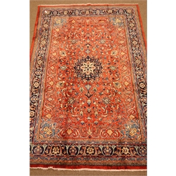 Mahal red ground rug, central medallion with floral field, 360cm x 238cm