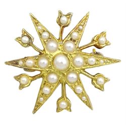 Silver-gilt pearl star brooch
