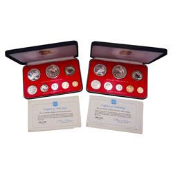 Two Papua New Guinea 1976 eight-coin proof sets, both cased with certificates