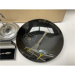 Silver Whitby jet bracelet, Parker Duofold fountain pen with 14ct gold nib, pair of chrome Art deco style candlesticks, wristwatches, costume jewellery and other collectables