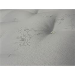 Barker & Stonehouse - contemporary chestnut king size bed frame, with geometric inlaid headboard and brass detailing, slatted base and tapered brass effect legs, together with Dreams ‘Reynolds 1000’ pocket sprung mattress