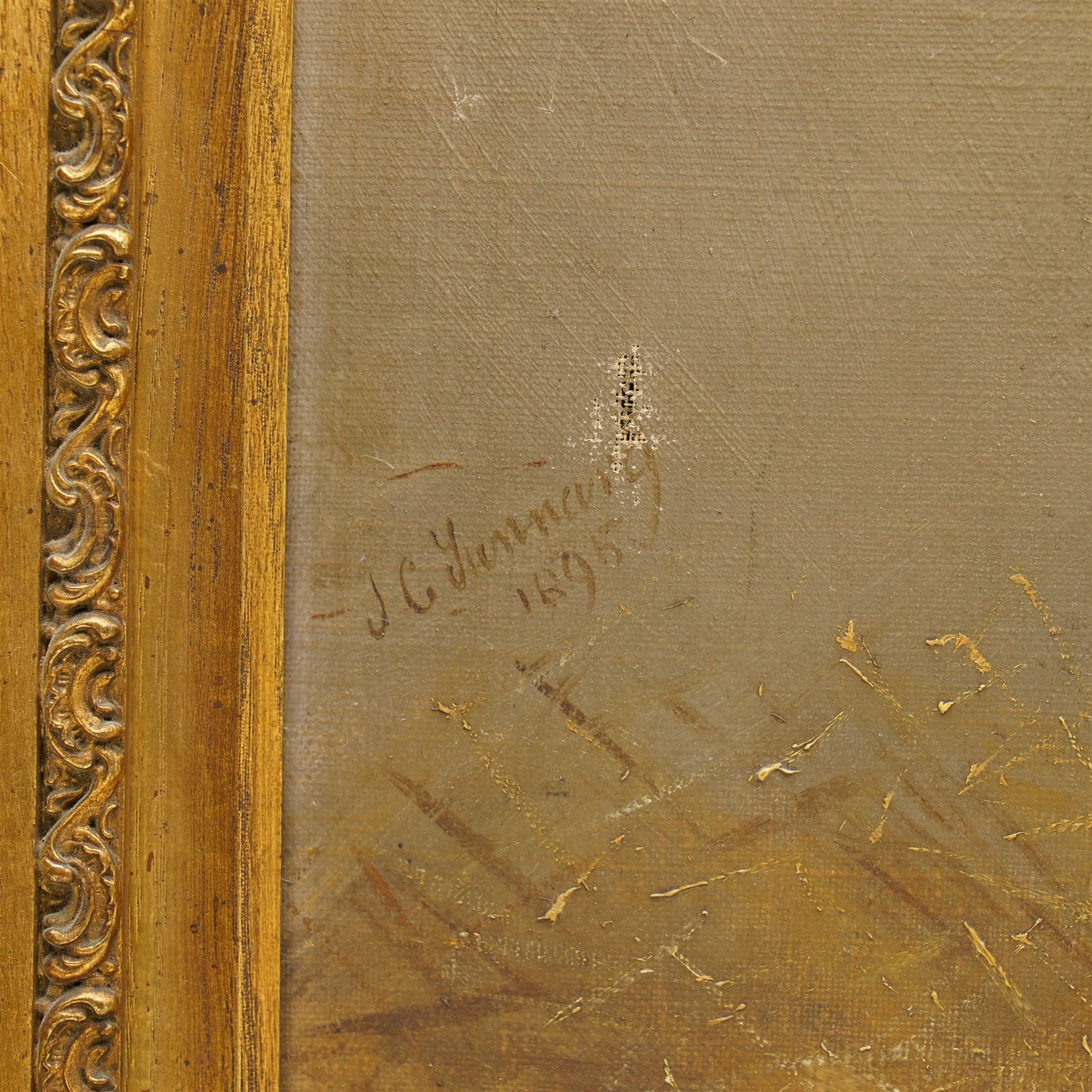 John Charles Tunnard (British 1873-1960): Portrait of a Chestnut Racehorse in Stable, oil on canvas signed and dated 1895, 47cm x 63cm