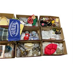 Collectables including breweriana, horse brasses, ceramics etc in eleven boxes  