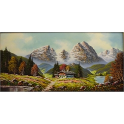  Alpine Scene, 20th century oil on canvas signed by Kentsch 49cm x 99cm   