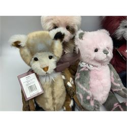 Six Charlie Bears, comprising limited edition Julia CB202007A, limited to 3000, Stollen CB171738, Bundle CB181868A, Kerri CB171757, Sandie CB171763B, each designed by Isabelle Lee, each with tags, and an example CB161631B lacking tag