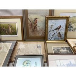 Collection of pictures, prints and maps, including Robert Fuller, W Forbes, Jeff Beaumont etc in one box