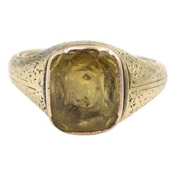 19th century gold single stone citrine ring