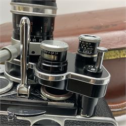 Paillard Bolex H8 RX cine camera body, serial no.195008, with 'Kern Paillard Vario Switar 36EE 1:1,9 f=8/36mm H8 RX' lens, serial no. 955497, in fitted leather carrying case  