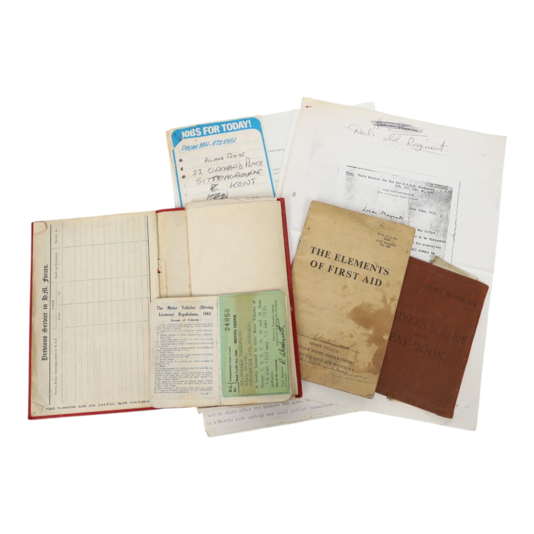 WWII medal set, awarded to R. Wardsworth, Royal Artillery and Raiding Support Regiment, together with photograph, service records and correspondents between members of the Raiding Support Regiment     