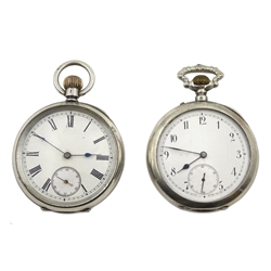 Early 20th century silver pocket watch, inner back case stamped Omega 6220200, London import marks 1919 and a French silver cased pocket watch hallmarked