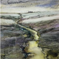 Tony Holahan (British Contemporary): 'Pennine Track', watercolour signed, labelled verso 15cm x 15cm