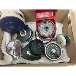 Hardy 'The Palakona' split cane fly fishing rod, Shakespeare Flymaster Composite rod and a Shakespeare Sigma Graphite rod, collection of fly reels including Farlow's Serpent, Abu Svangsta Delta 3 and Intrepid Gearfly and three trout fly fishing books