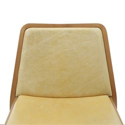 TrabÀ - Italian beech framed Roxanne chair, ochre leatherette seat, shaped beech frame