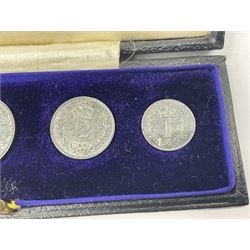 King Edward VII 1906 maundy coin set, cased