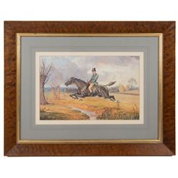 English School (Late 19th Century): Gentlemen and their Horses, set of three watercolours signed with monogram JHD?, 15cm x 24cm (3)