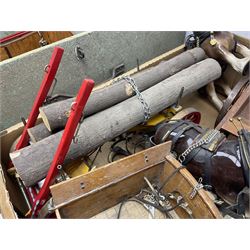 Melba Ware Shire horse figure and two similar, and four wood carts