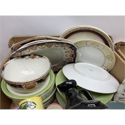 Quantity of Victorian and later ceramics to include tea and dinner wares, Royal Doulton Spindrift, Noritake, Royal Albert, blue and white etc in three boxes