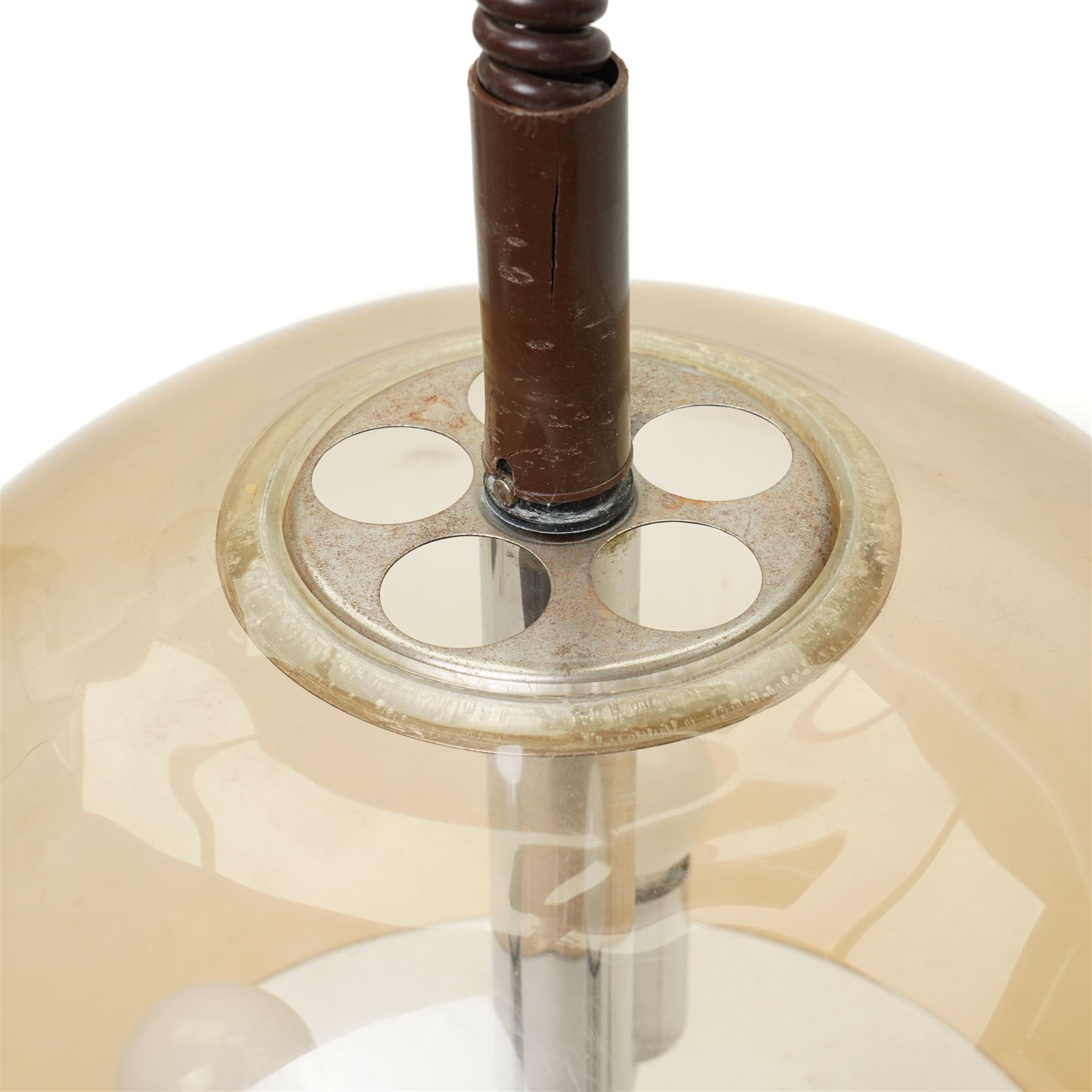  Chromium plated retro extendable light fitting with tinted perspex shade H70cm, diameter of aperture 27.5cm