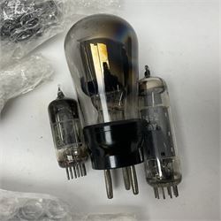 Collection of Osram, Elpico, Sylvania and similar thermionic radio valves/vacuum tubes, including P2, L21, DH77 GK9, U14 and PCLl86, approximately 19 as per list, unboxed