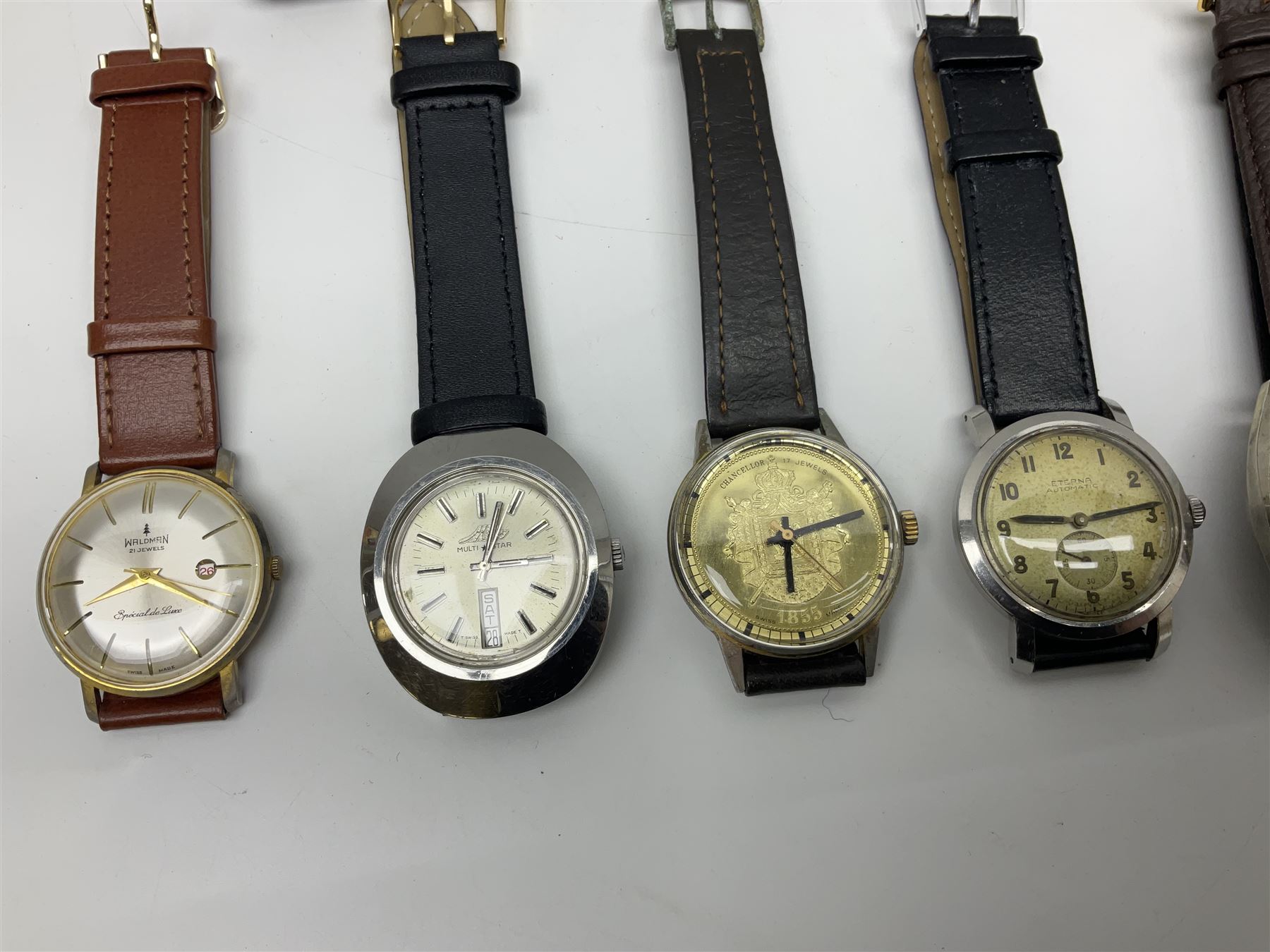 Collection of thirty wristwatches including Lucerne, Josmar, Astral, Mido, Thussy, Waldman, Camy, Doxa Lator, Avia, Lip, Enicar and Favre-Leuba