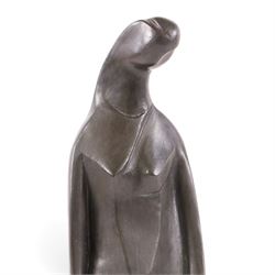 Modernist School (mid-20th century) - bronze cast sculpture depicting mother and child, signed lei and dated 1965, H50cm