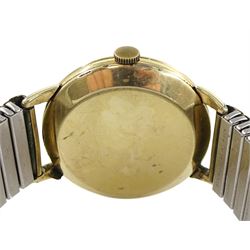 Omega gentleman's 14K gold filled automatic bumper wristwatch, Cal., Ref. F6212, serial No. 11155439, silvered dial, with subsidiary seconds dial, on expanding gilt strap