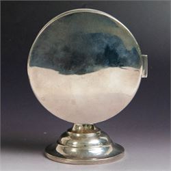 Late Victorian silver lunette, of plain circular form with hinged cover opening to reveal ...